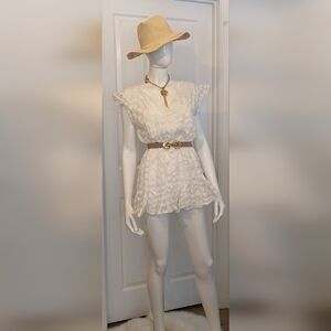 She + Sky, White Skort Dress  Medium, Fully Lined Stretch Waist Coastal Resort